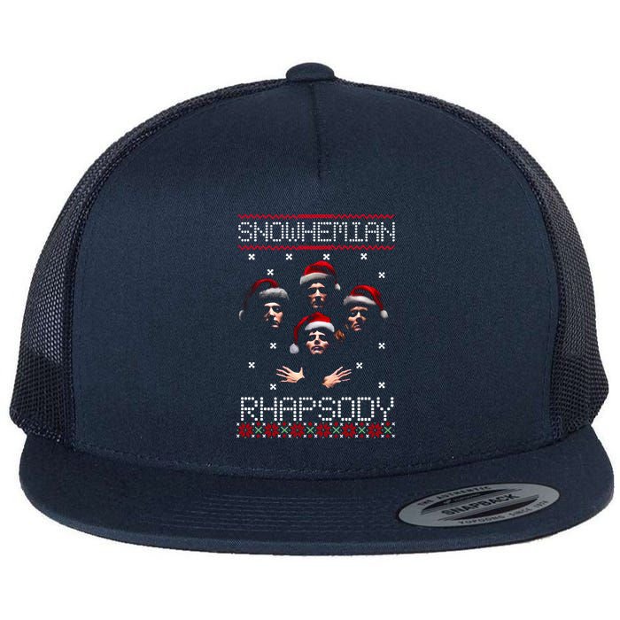 Snowhemian Rhapsody Ugly Christmas Flat Bill Trucker Hat