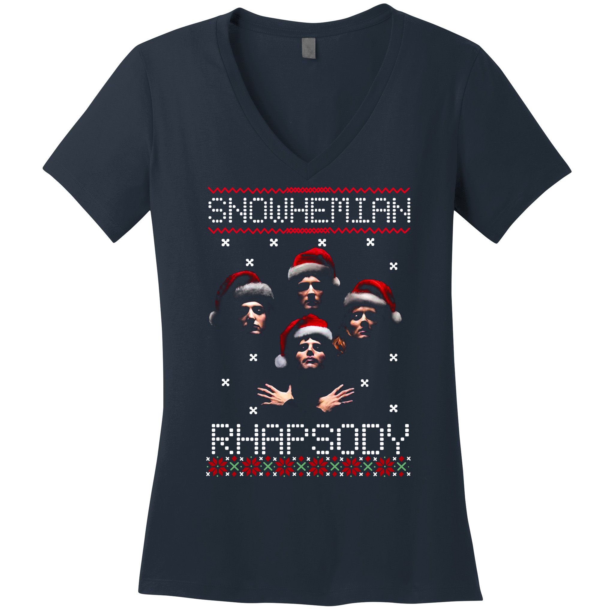 Snowhemian Rhapsody Ugly Christmas Women's V-Neck T-Shirt