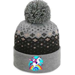 Santa Riding Unicorn The Baniff Cuffed Pom Beanie