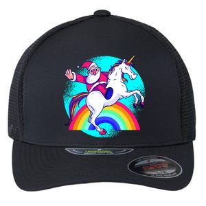 Santa Riding Unicorn Flexfit Unipanel Trucker Cap