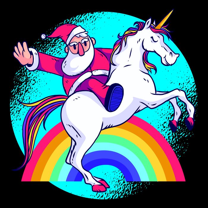 Santa Riding Unicorn Sustainable Bucket Hat
