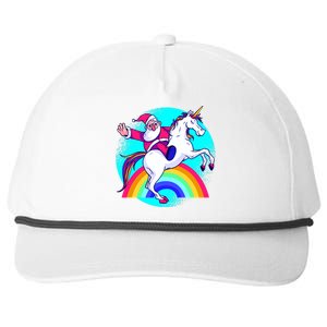 Santa Riding Unicorn Snapback Five-Panel Rope Hat