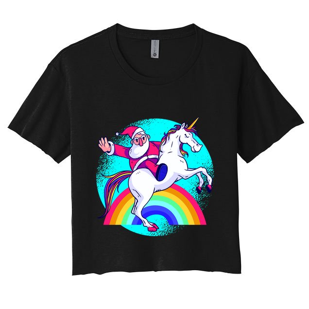 Santa Riding Unicorn Crop Top