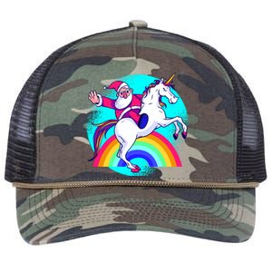 Santa Riding Unicorn Retro Rope Trucker Hat Cap