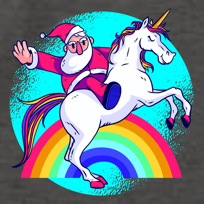 Santa Riding Unicorn Vector Backpack