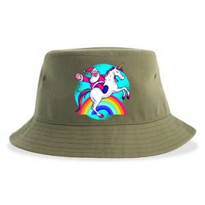 Santa Riding Unicorn Sustainable Bucket Hat