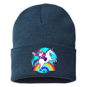 Santa Riding Unicorn Sustainable Knit Beanie