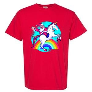 Santa Riding Unicorn Garment-Dyed Heavyweight T-Shirt