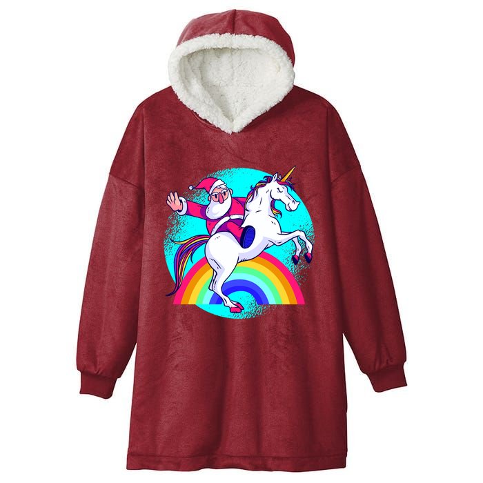 Santa Riding Unicorn Hooded Wearable Blanket