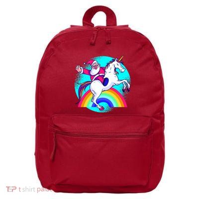 Santa Riding Unicorn 16 in Basic Backpack