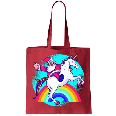 Santa Riding Unicorn Tote Bag