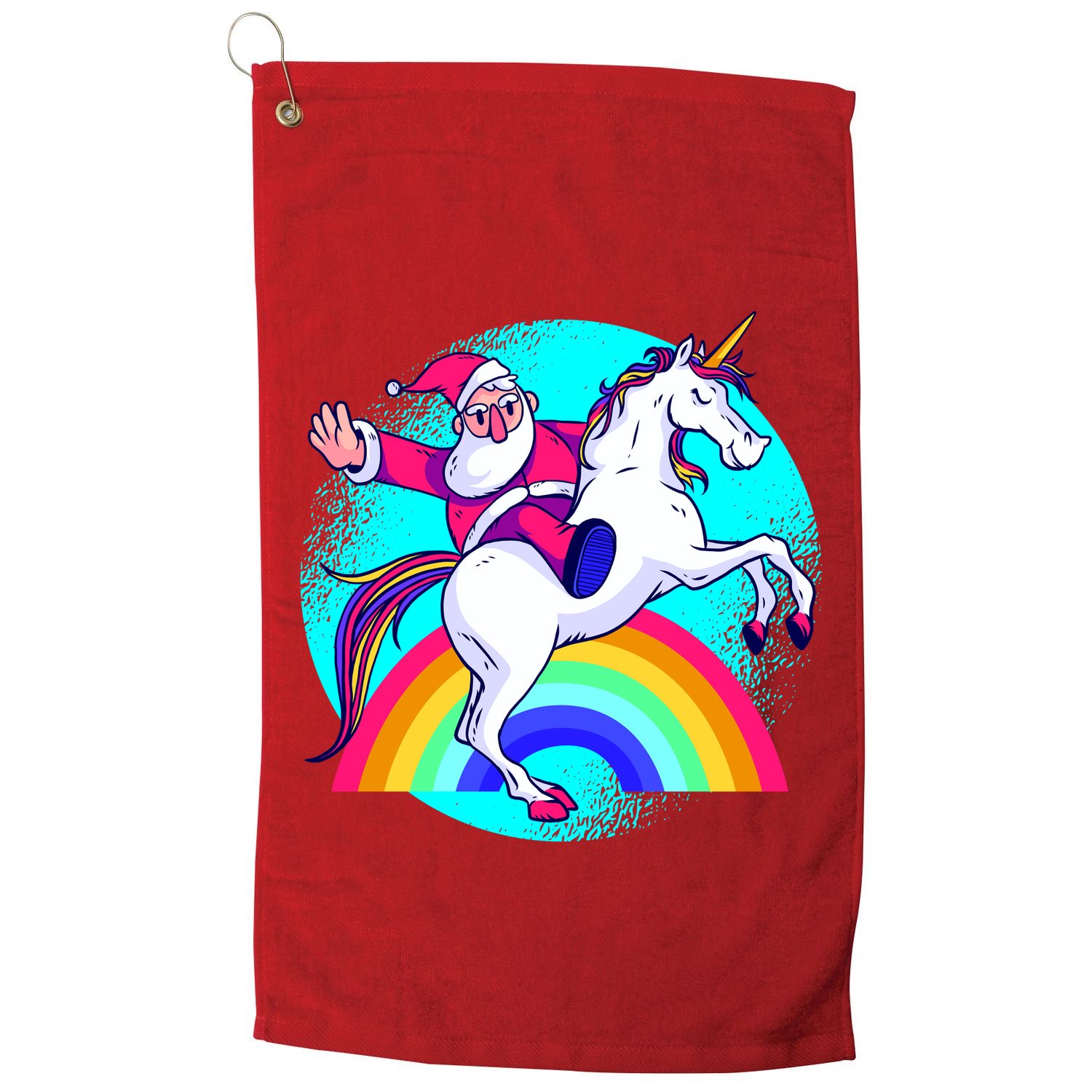 Santa Riding Unicorn Golf Towel
