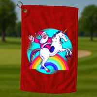 Santa Riding Unicorn Golf Towel