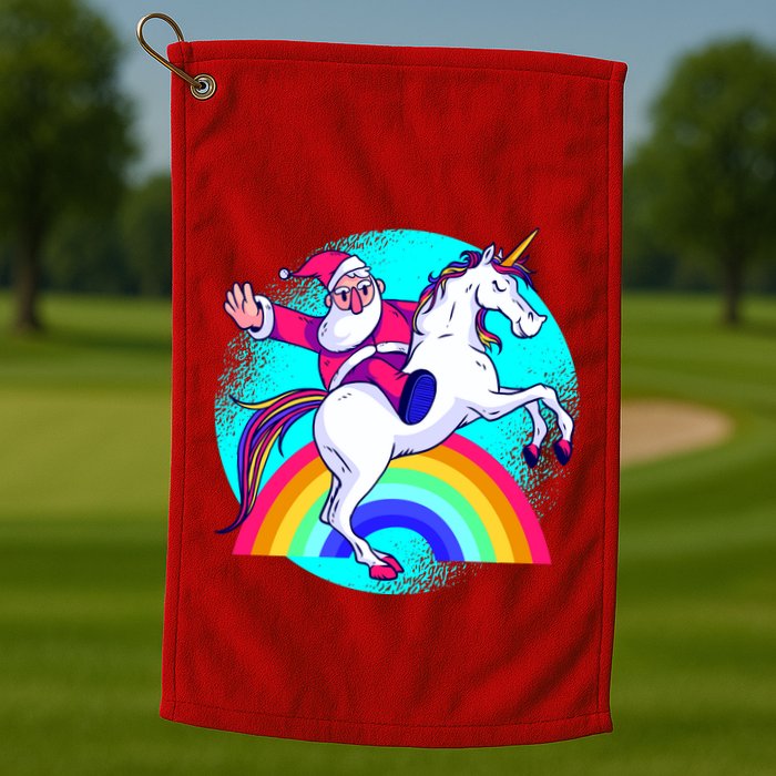 Santa Riding Unicorn Golf Towel