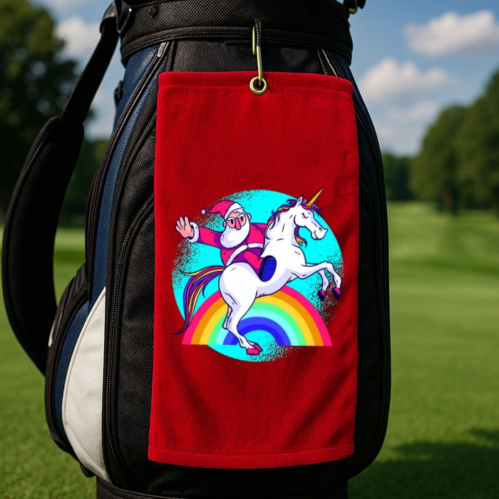 Santa Riding Unicorn Golf Towel