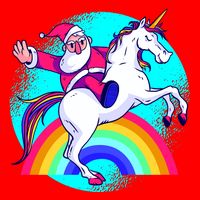 Santa Riding Unicorn Golf Towel