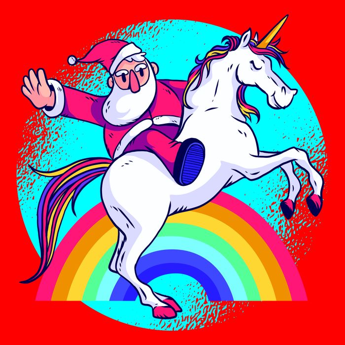 Santa Riding Unicorn Golf Towel