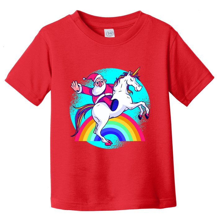 Santa Riding Unicorn Toddler T-Shirt