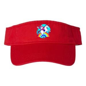 Santa Riding Unicorn Valucap Bio-Washed Visor