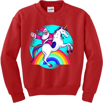 Santa Riding Unicorn Kids Sweatshirt