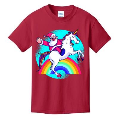 Santa Riding Unicorn Kids T-Shirt