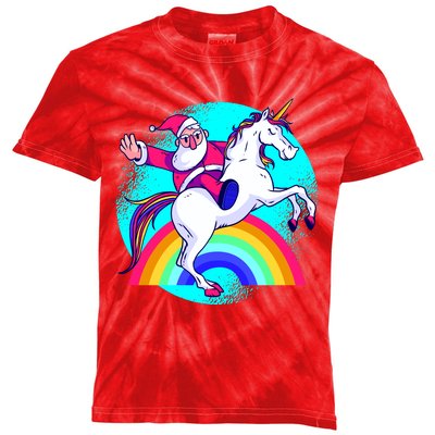 Santa Riding Unicorn Kids Tie-Dye T-Shirt