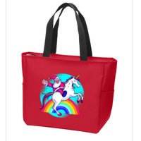Santa Riding Unicorn Zip Tote Bag