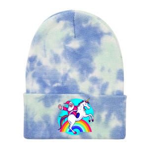 Santa Riding Unicorn Tie Dye 12in Knit Beanie