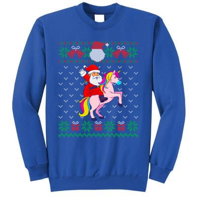 Santa Riding Unicorn Ugly Christmas Sweater Girls Cute Gift Sweatshirt