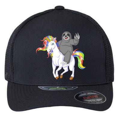 Sloth Riding Unicorn Flexfit Unipanel Trucker Cap