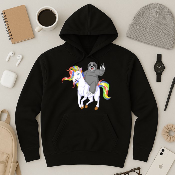 Sloth Riding Unicorn Hoodie