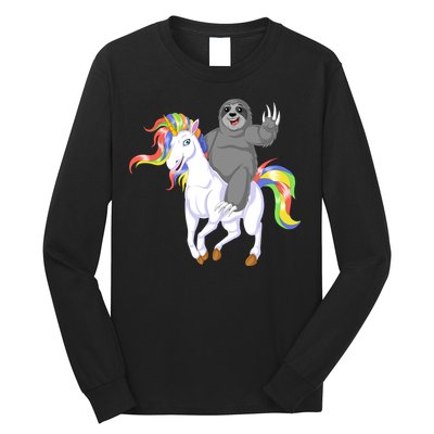 Sloth Riding Unicorn Long Sleeve Shirt