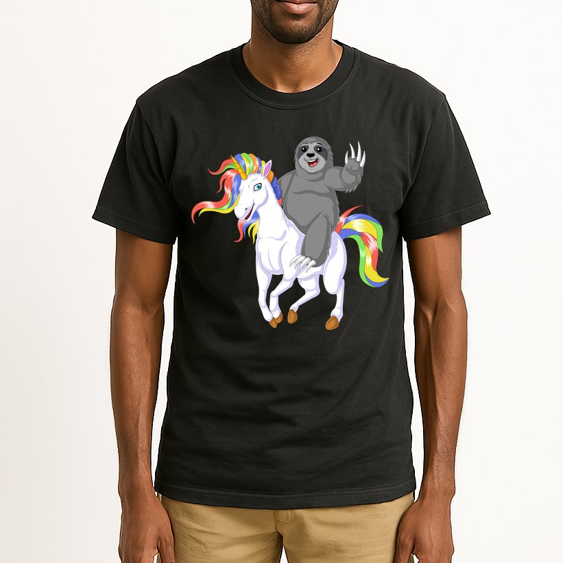 Sloth Riding Unicorn Tall T-Shirt
