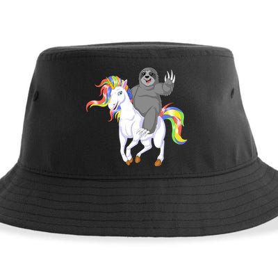 Sloth Riding Unicorn Sustainable Bucket Hat