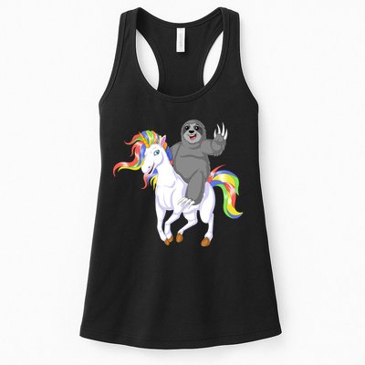 Sloth Riding Unicorn Womens Tank Top