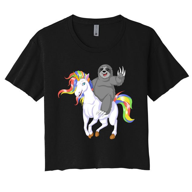 Sloth Riding Unicorn Crop Top