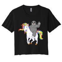 Sloth Riding Unicorn Women's Crop Top Tee