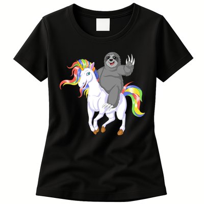 Sloth Riding Unicorn Womens T-Shirt