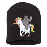 Sloth Riding Unicorn Short Acrylic Beanie