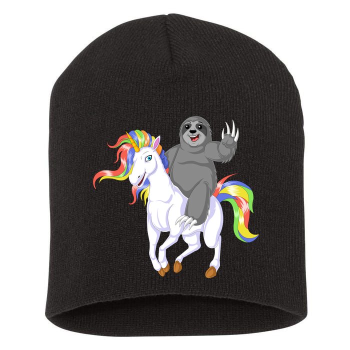 Sloth Riding Unicorn Short Acrylic Beanie
