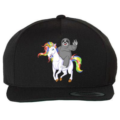 Sloth Riding Unicorn Wool Snapback Cap