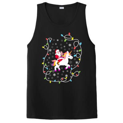 Santa Riding Unicorn Christmas Lights Merry Christmas Tree Gift PosiCharge Competitor Tank