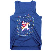 Santa Riding Unicorn Christmas Lights Merry Christmas Tree Gift Tank Top