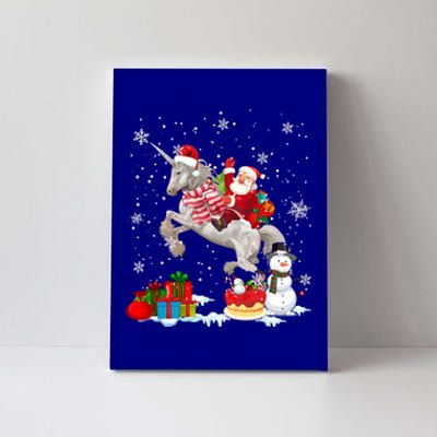 Santa Riding Unicorn Christmas Pajama Family Snow Gift Canvas