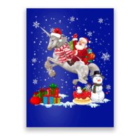 Santa Riding Unicorn Christmas Pajama Family Snow Gift Poster