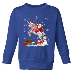 Santa Riding Unicorn Christmas Pajama Family Snow Gift Toddler Sweatshirt