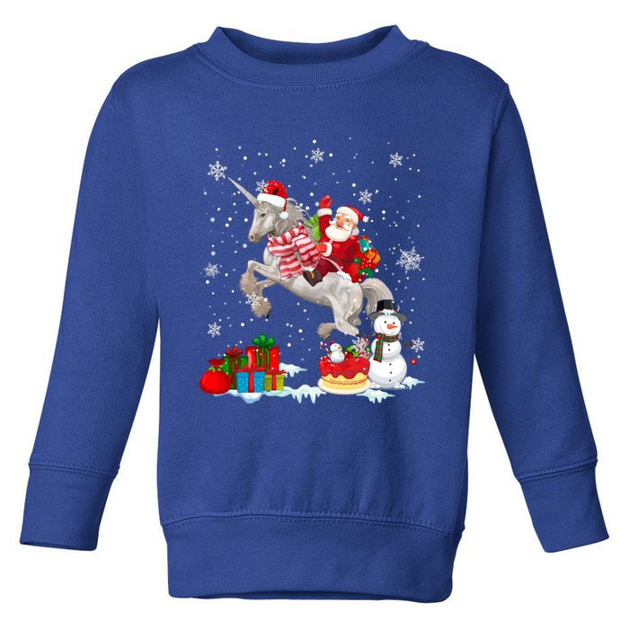 Santa Riding Unicorn Christmas Pajama Family Snow Gift Toddler Sweatshirt