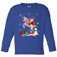 Santa Riding Unicorn Christmas Pajama Family Snow Gift Toddler Long Sleeve Shirt