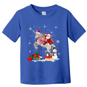 Santa Riding Unicorn Christmas Pajama Family Snow Gift Toddler T-Shirt