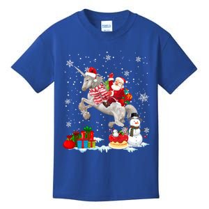 Santa Riding Unicorn Christmas Pajama Family Snow Gift Kids T-Shirt